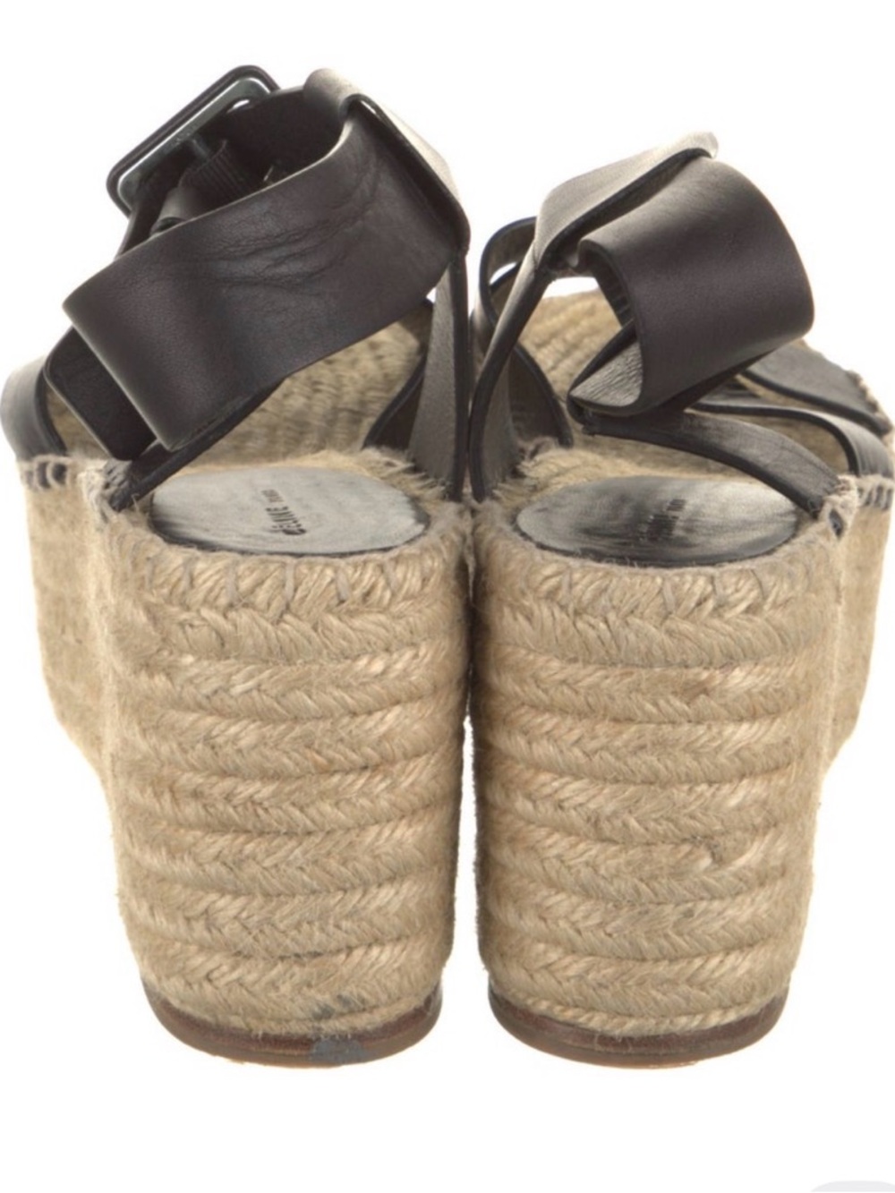 Celine Black Leather Jute-Wrapped Platform Sandals - Picture 4 of 4